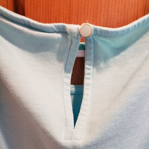 Lands' End Women's Aqua Blue Hi-Low Cotton Blend Short Sleeve Top, Size: 1X - Picture 10 of 16